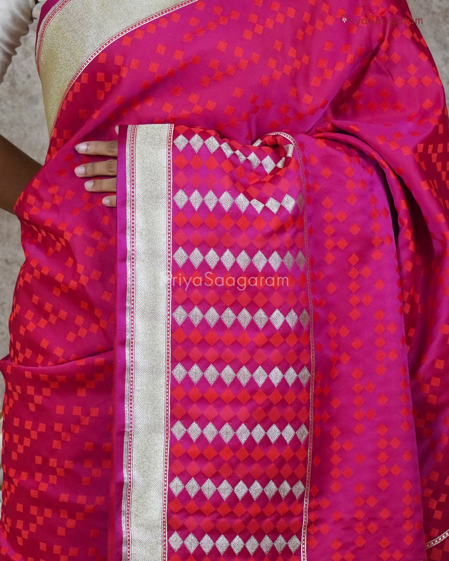 Cerise Pink Banaras Silk - PC371